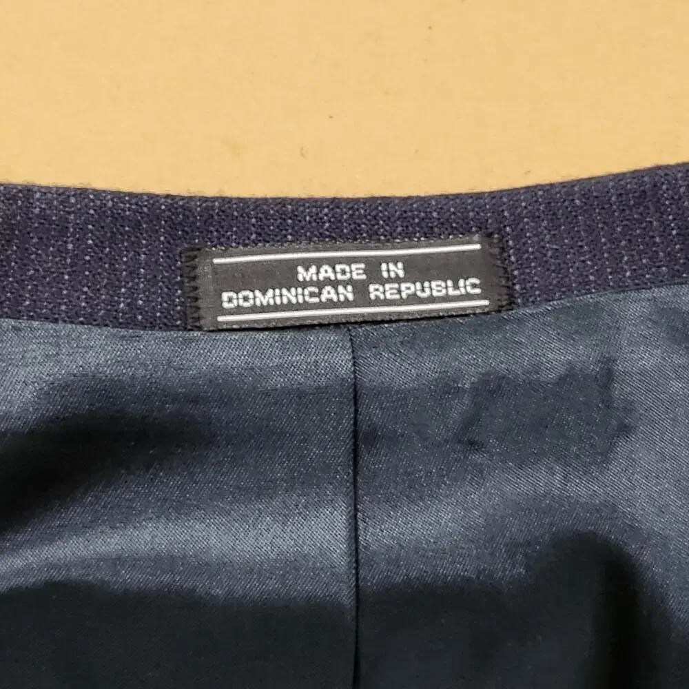 Barrington Suit Jacket Blazer Mens 44R Blue Striped Two Button Classic Fit